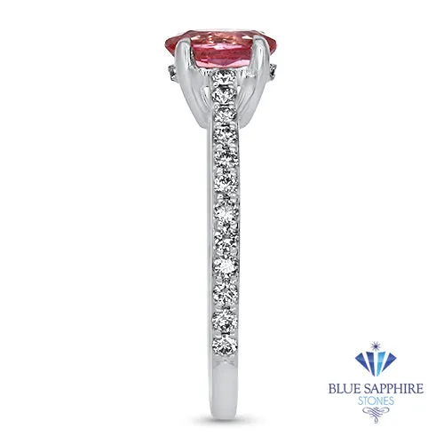0.86ct Oval GIA Certified Pink Sapphire Ring with Diamond Accents in 18K White Gold