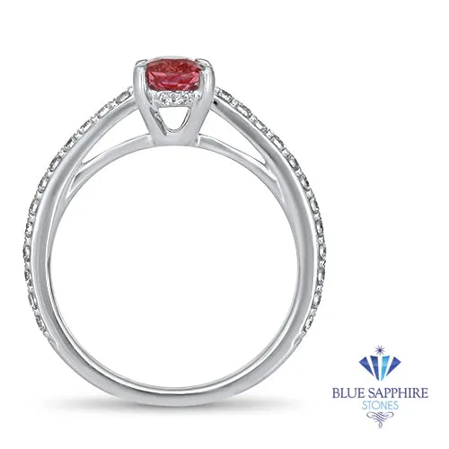 0.86ct Oval GIA Certified Pink Sapphire Ring with Diamond Accents in 18K White Gold