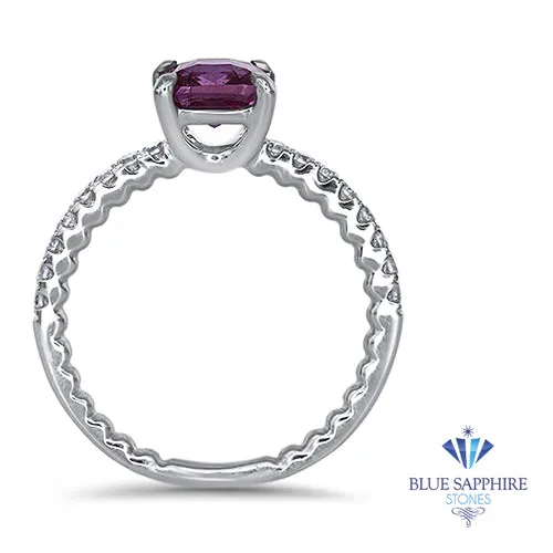 1.56ct Cushion Pink Sapphire Ring with Diamond Accents in 18K White Gold
