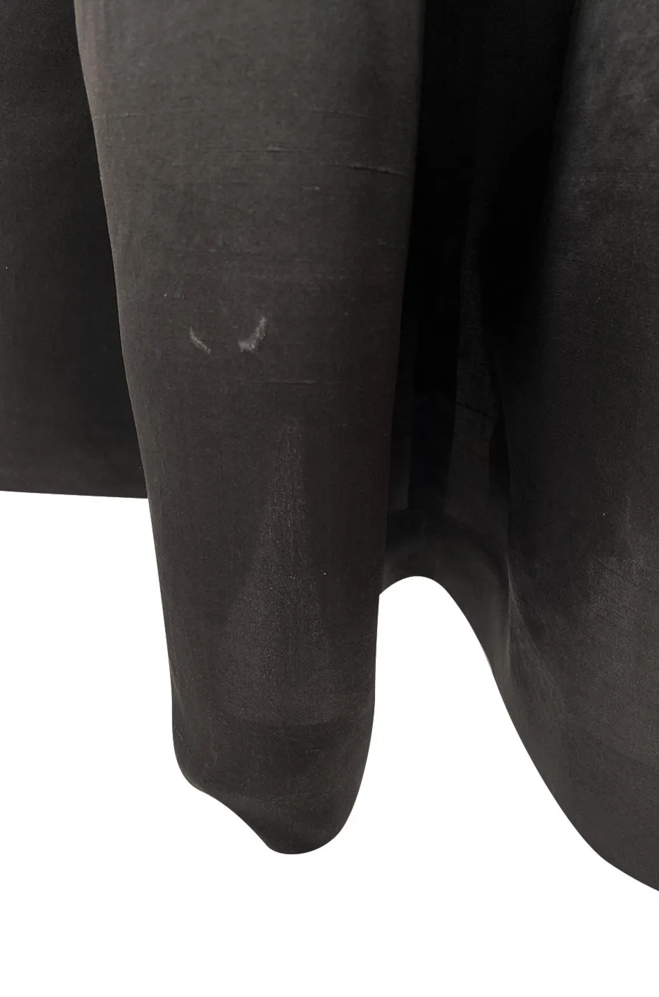 1980s Oscar De La Renta Black Silk Taffeta Dropped Waist Full Skirt Dress w Button Back