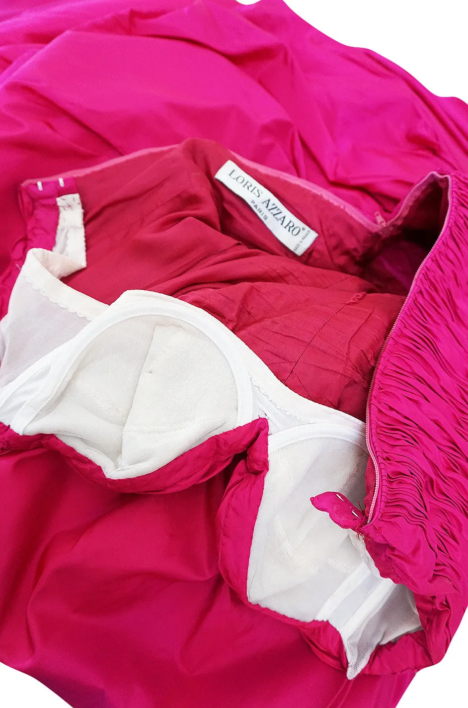 1980s Vivid & Dramatic Loris Azzaro Couture Pink Silk Gown