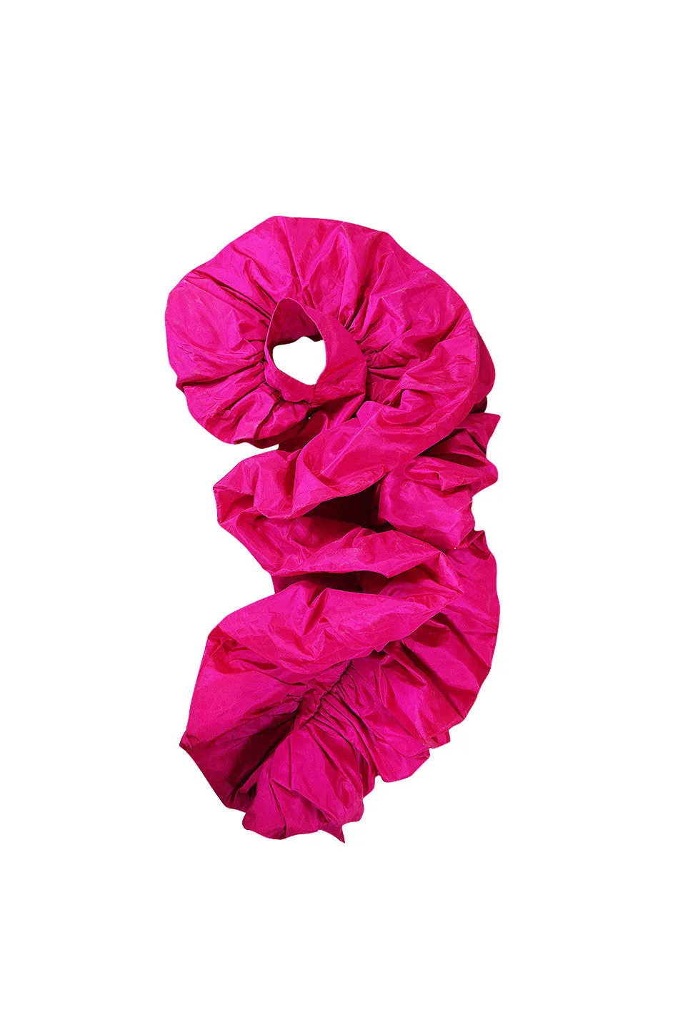 1980s Vivid & Dramatic Loris Azzaro Couture Pink Silk Gown