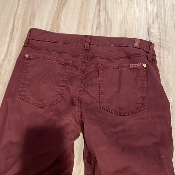 7 for all mankind jeans high rise burgundy ruby rust size 28