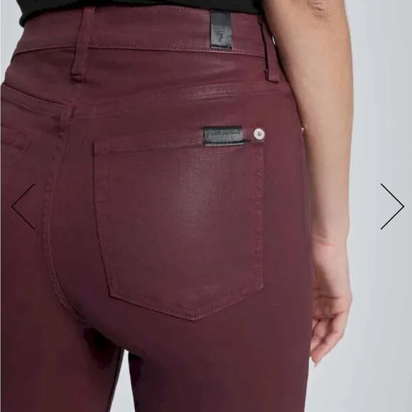7 for all mankind jeans high rise burgundy ruby rust size 28