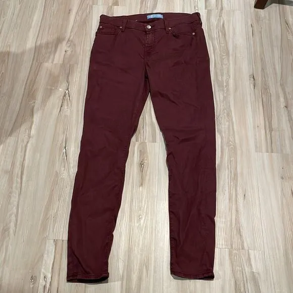 7 for all mankind jeans high rise burgundy ruby rust size 28