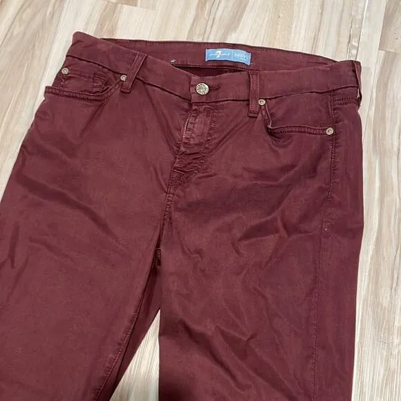 7 for all mankind jeans high rise burgundy ruby rust size 28