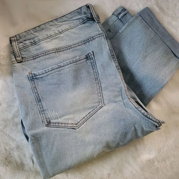7Seven Stretch Distressed Bleach Wash Ankle Jeans