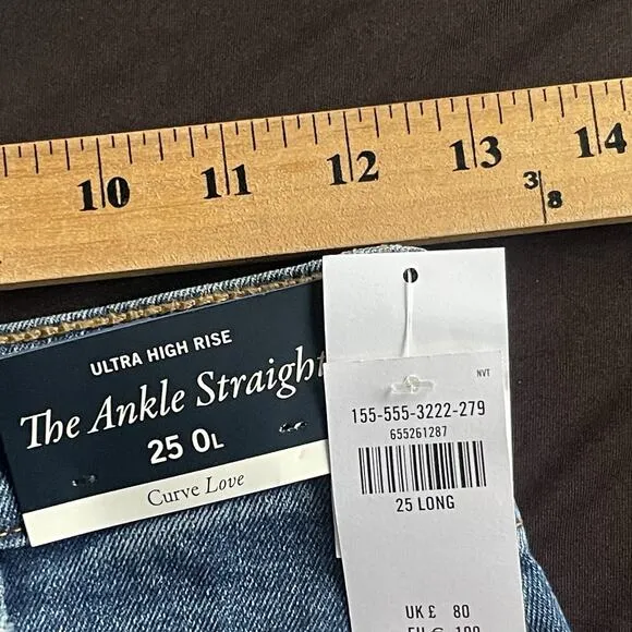 Abercrombie &amp; Fitch Women Jeans Size 25 LongAnkle Straight Ultra High Rise Curve