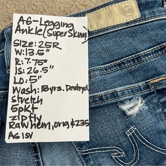 AG Jeans AG’ed Denim The Legging Ankle Super Skinny in 13 Years Destroyed Wash