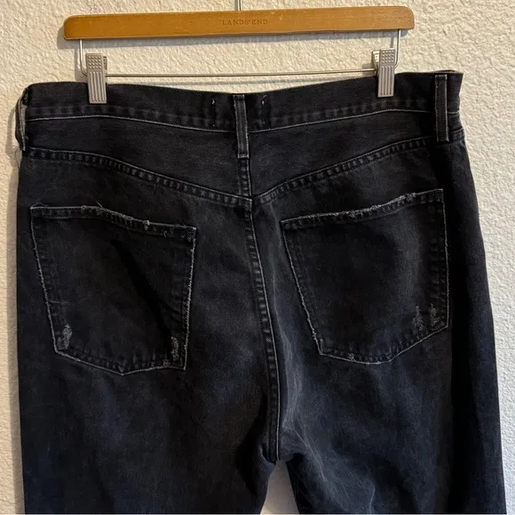 Agolde 90’s Pinch Waist High Rise Straight Distressed Jeans Fuse Black Size 32