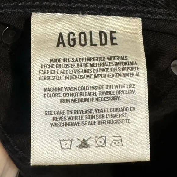 Agolde 90’s Pinch Waist High Rise Straight Distressed Jeans Fuse Black Size 32