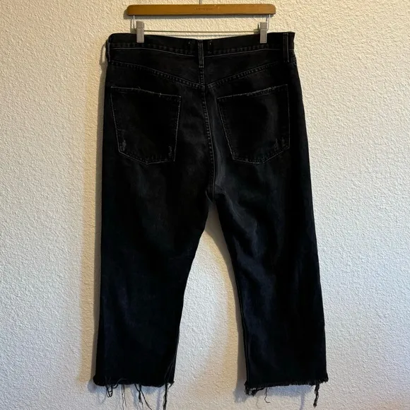 Agolde 90’s Pinch Waist High Rise Straight Distressed Jeans Fuse Black Size 32