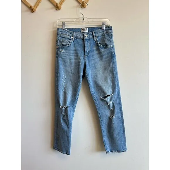 AGOLDE Isabel Slim Boyfriend Jeans Dreamer Distressed Wash Denim Size 25