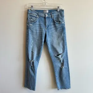 AGOLDE Isabel Slim Boyfriend Jeans Dreamer Distressed Wash Denim Size 25