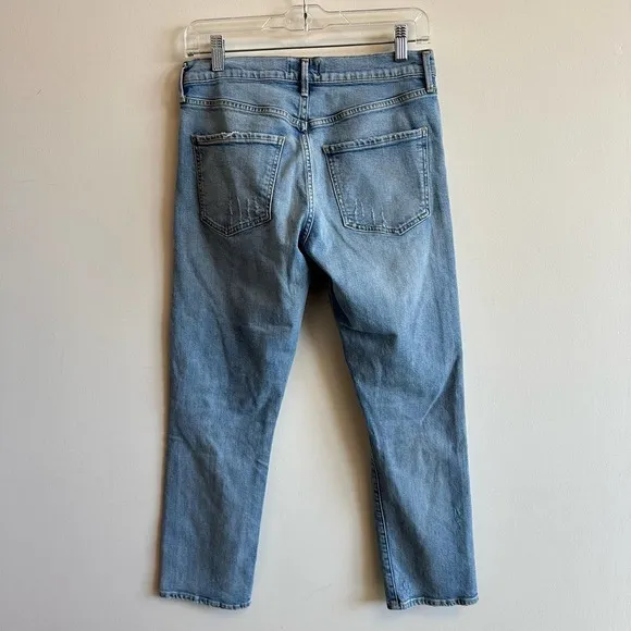 AGOLDE Isabel Slim Boyfriend Jeans Dreamer Distressed Wash Denim Size 25