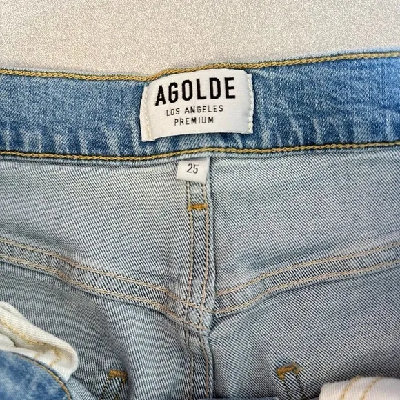 AGOLDE Isabel Slim Boyfriend Jeans Dreamer Distressed Wash Denim Size 25