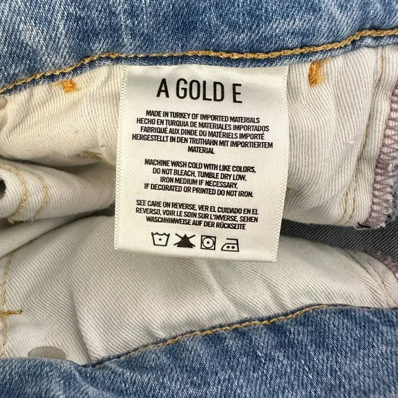 AGOLDE Isabel Slim Boyfriend Jeans Dreamer Distressed Wash Denim Size 25