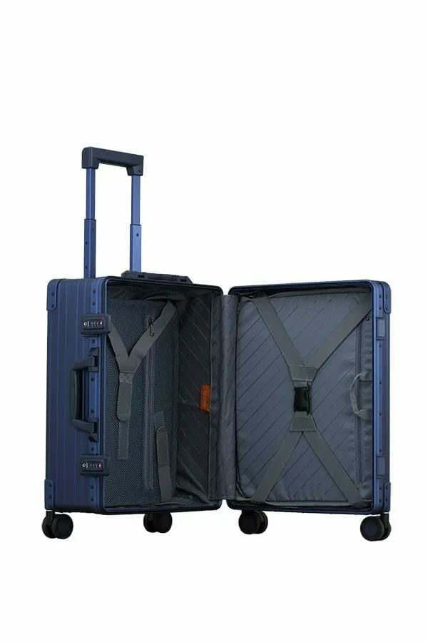 Aleon 21" Aluminum Trunk-Style Carry-On w/Shirt and Pant Packer - Sapphire