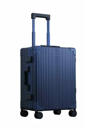 Aleon 21" Aluminum Trunk-Style Carry-On w/Shirt and Pant Packer - Sapphire