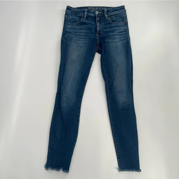 American Eagle Outfitters Crop Rough Hem Jeggings Size 6 Long Women’s