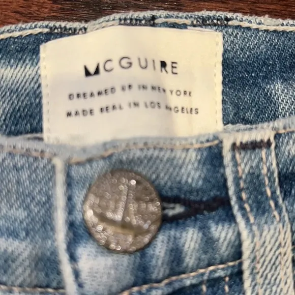 ANTHROPOLOGIE MCGUIRE Women’s Light Wash Distressed High Rise Vintage Slim Jeans