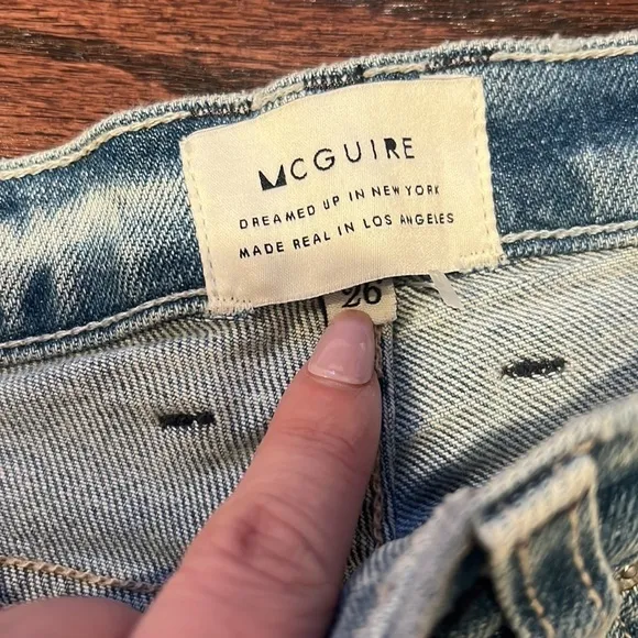 ANTHROPOLOGIE MCGUIRE Women’s Light Wash Distressed High Rise Vintage Slim Jeans