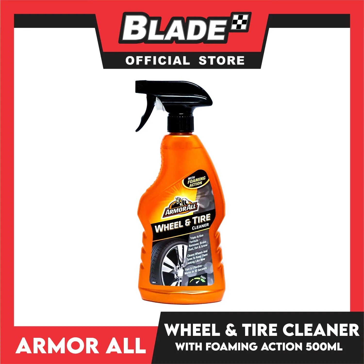 Armor All Wheel and Tire Cleaner with Foaming Action 500ml Triple Action Formula Removes Brake Dust, Dirt and Grime