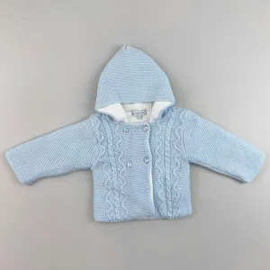 Baby Knitted Jacket Cable Knitted Design - Blue