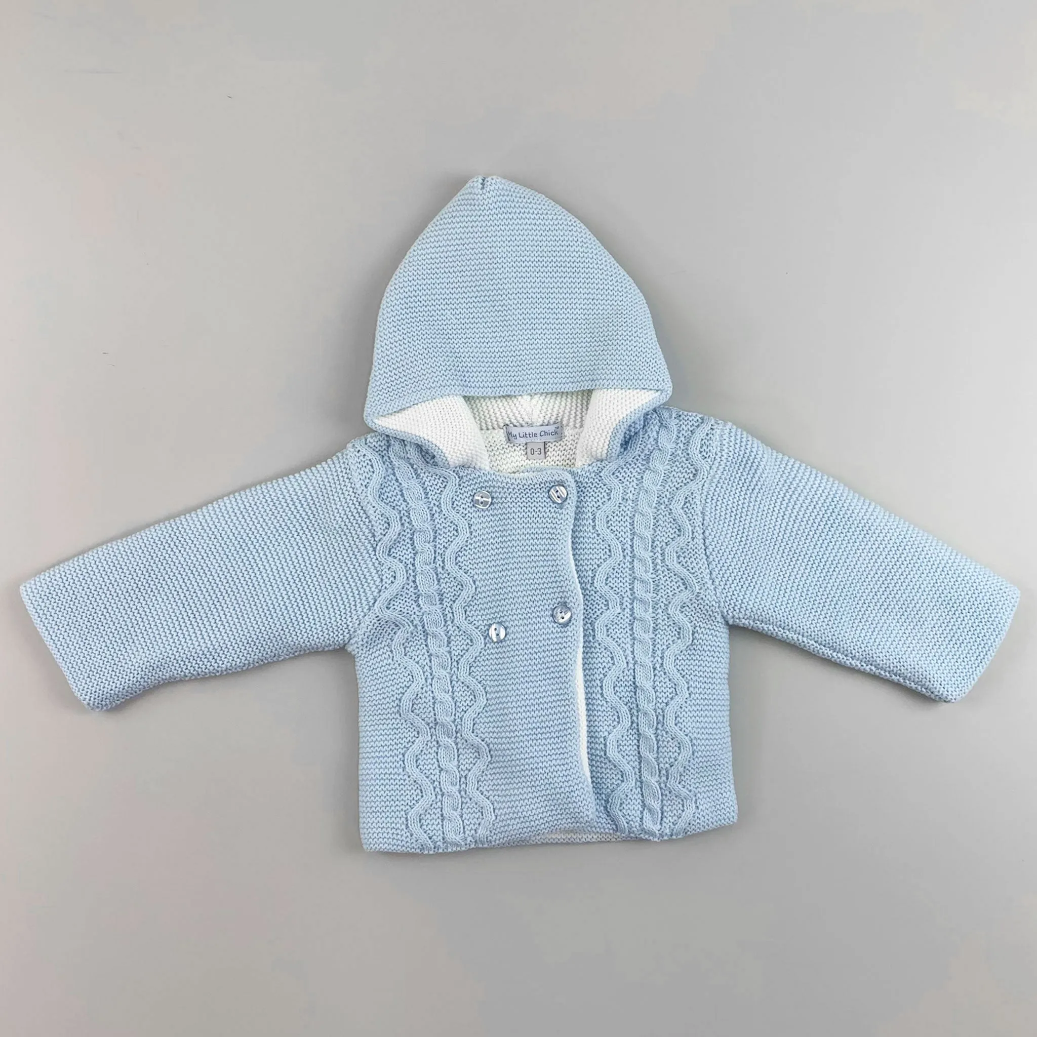 Baby Knitted Jacket Cable Knitted Design - Blue