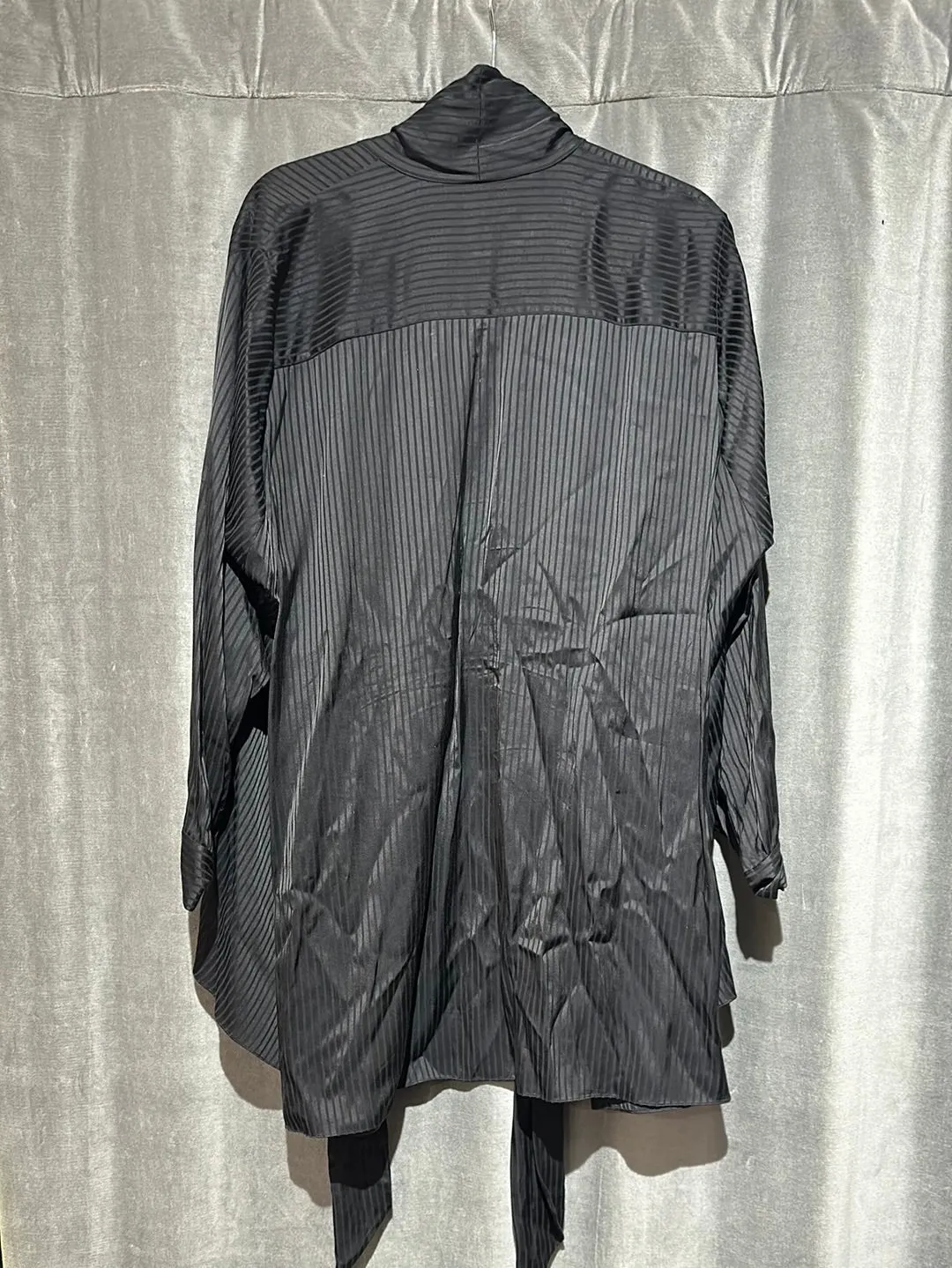 Balenciaga Black Silk Oversized Blouse with Pussy Bow