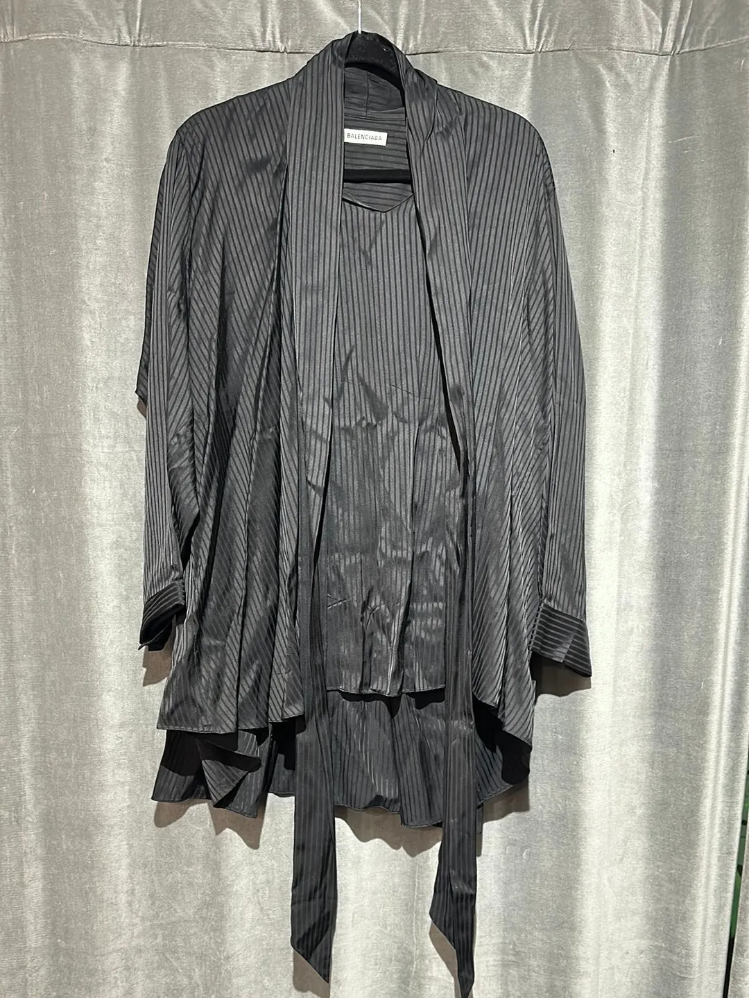 Balenciaga Black Silk Oversized Blouse with Pussy Bow