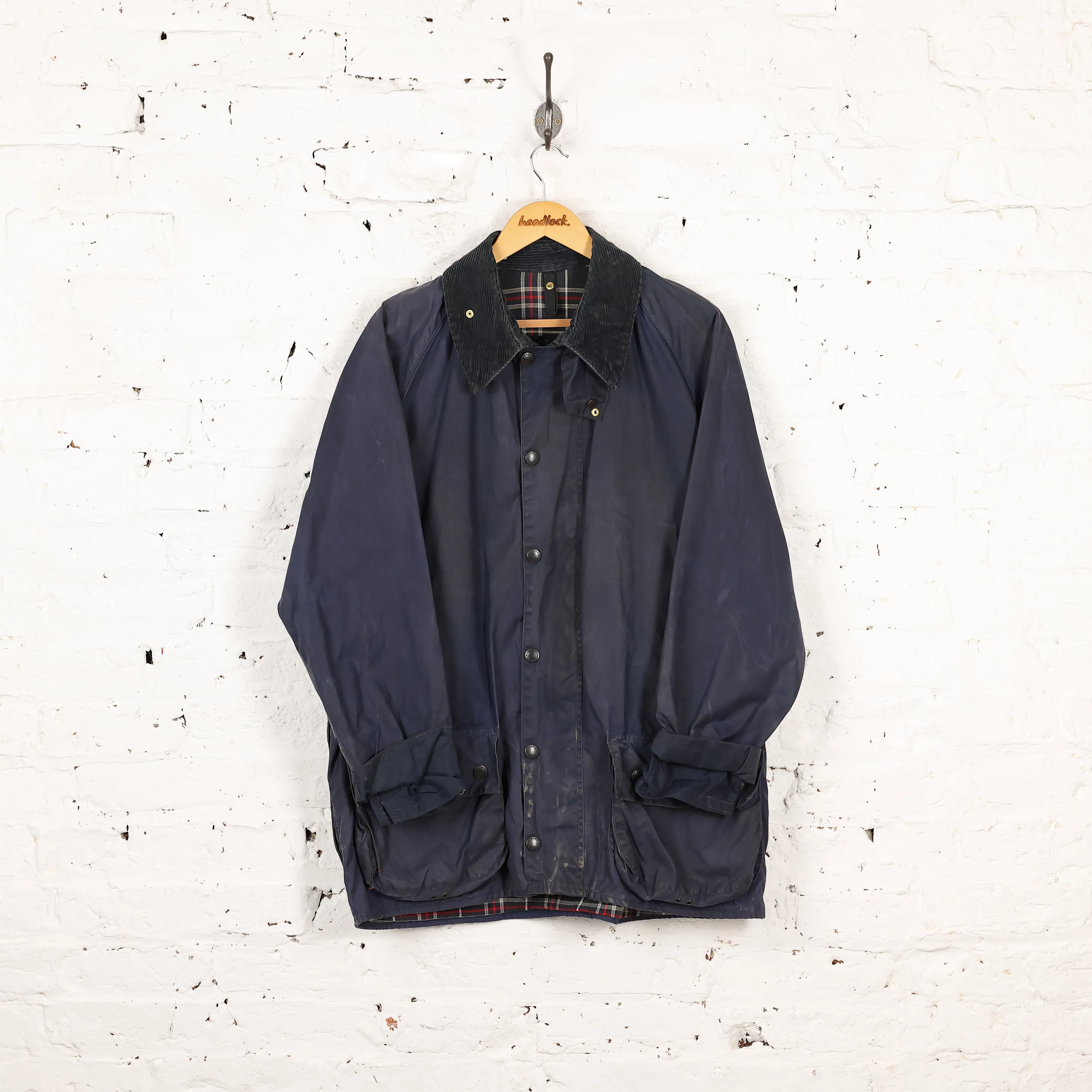 Barbour Beaufort Wax Jacket Coat - Blue - L