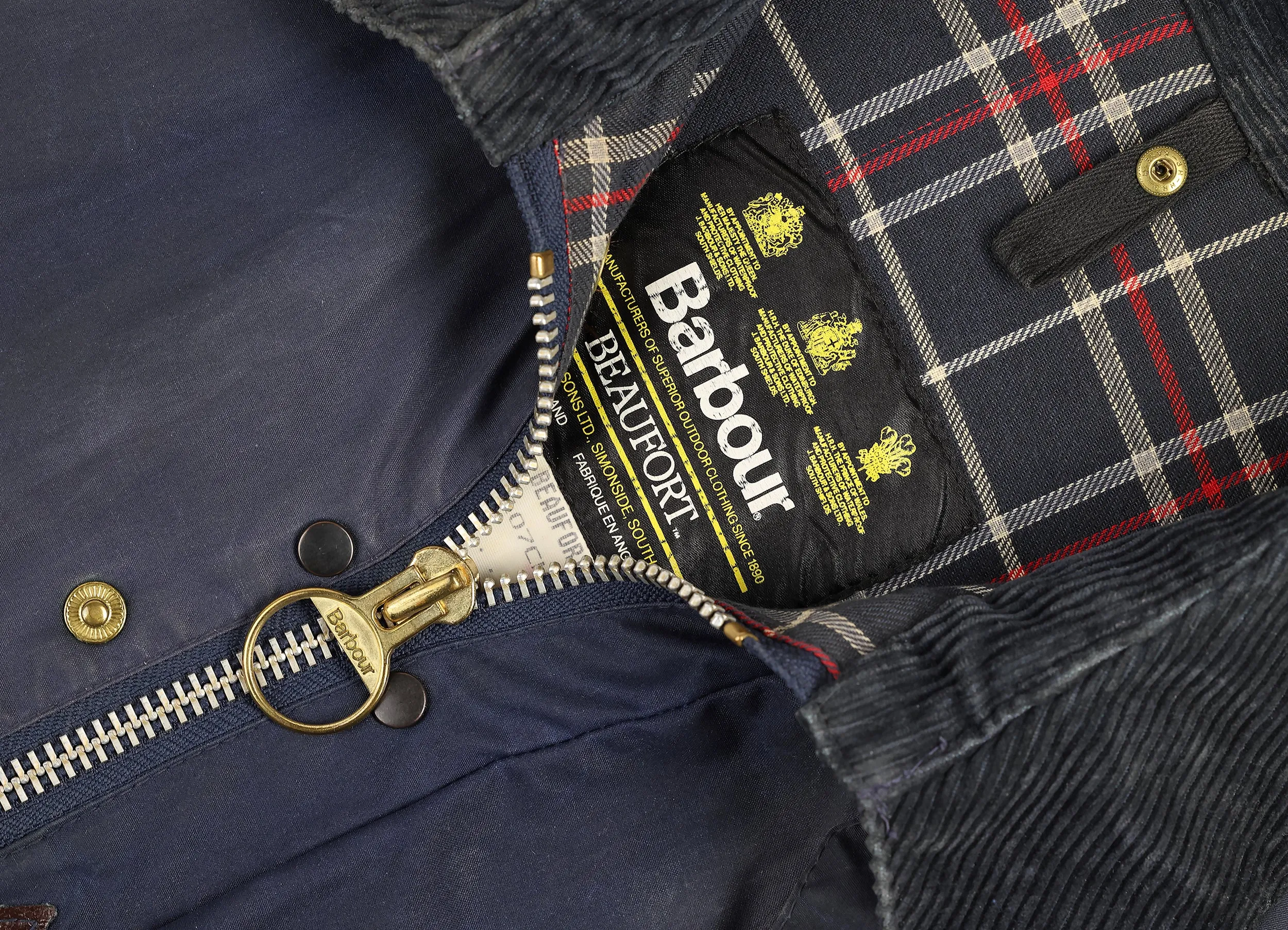 Barbour Beaufort Wax Jacket Coat - Blue - L