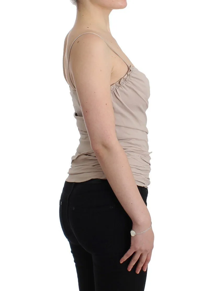 Beige crêpe tank top