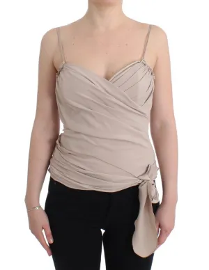 Beige crêpe tank top