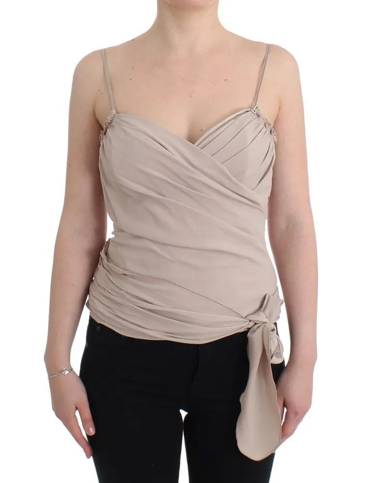 Beige crêpe tank top