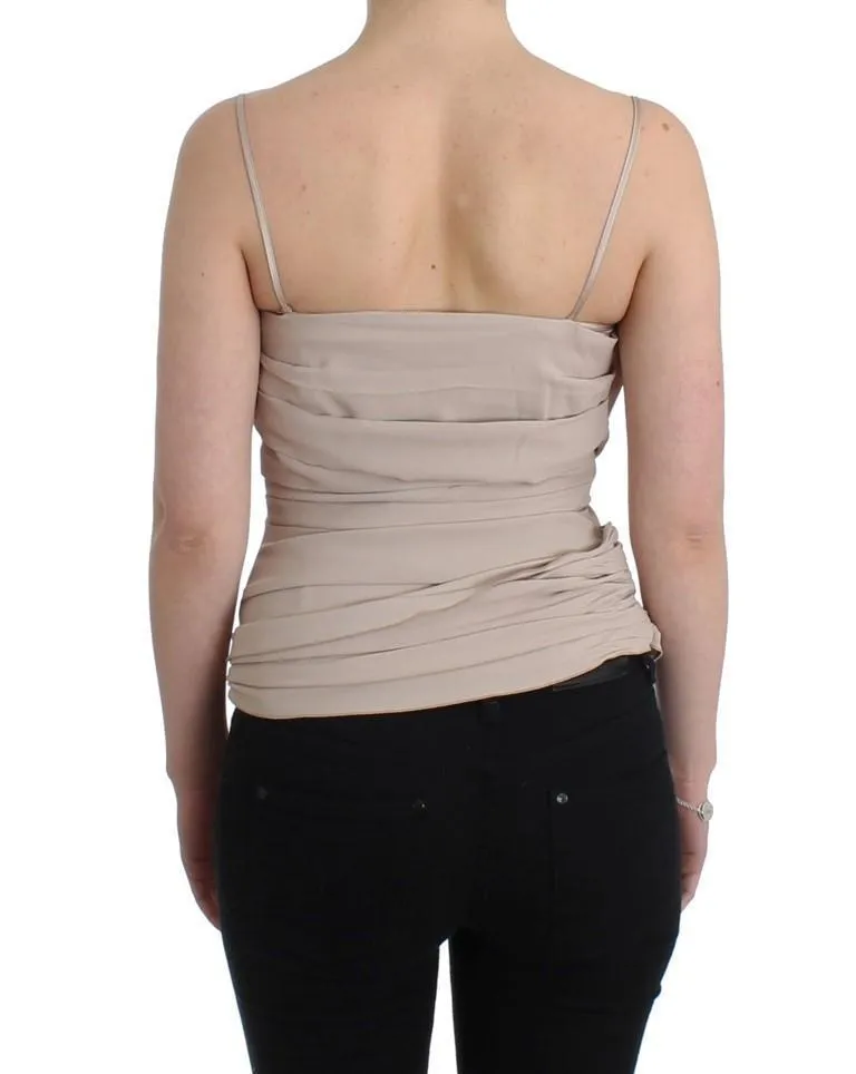 Beige crêpe tank top