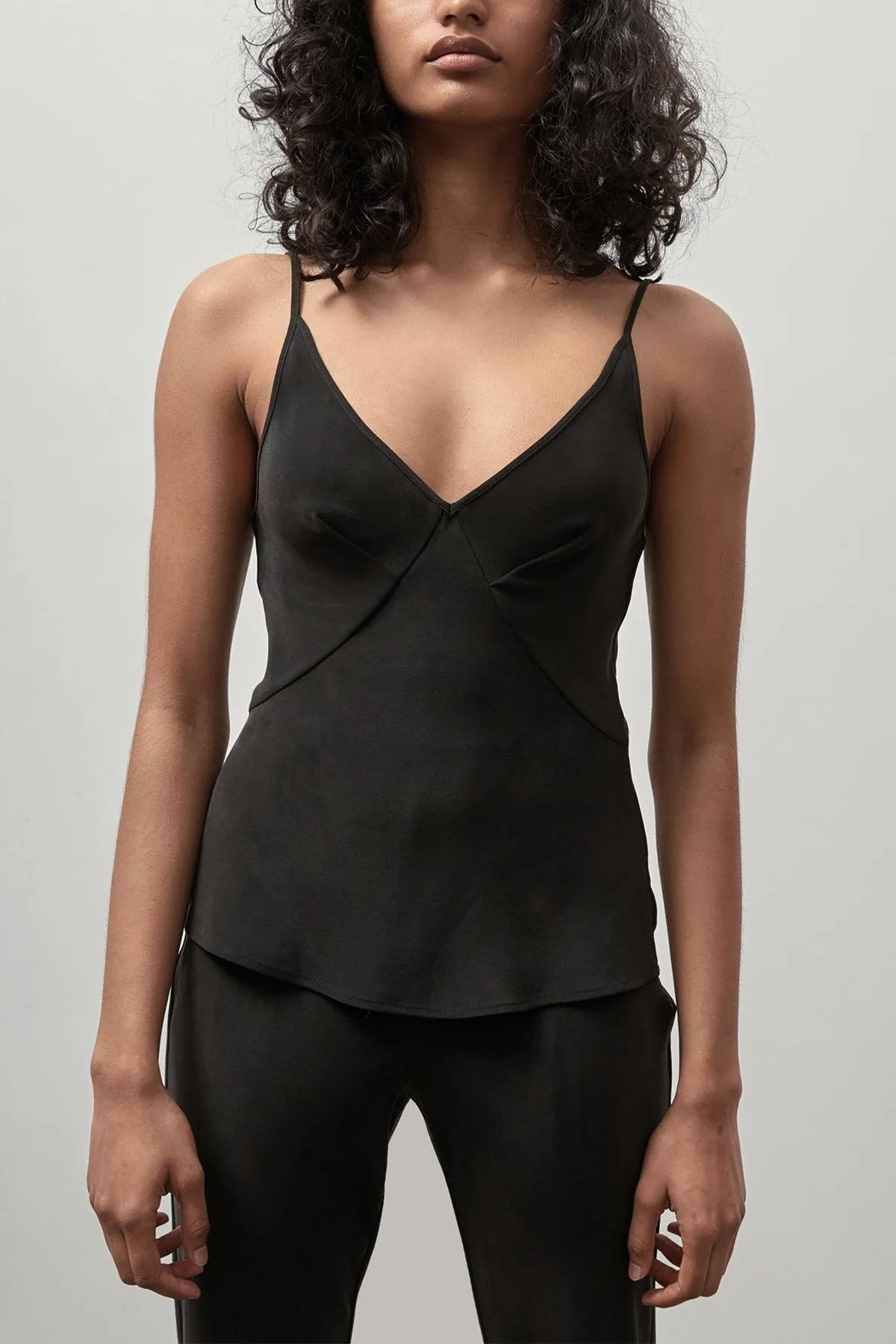 Bias Silk Singlet in Black
