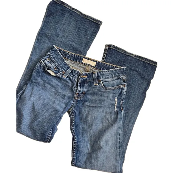Bke Buckle Denim Jeans size 26 x 31.5 Standard Stretch Flare Boot Cut Distressed