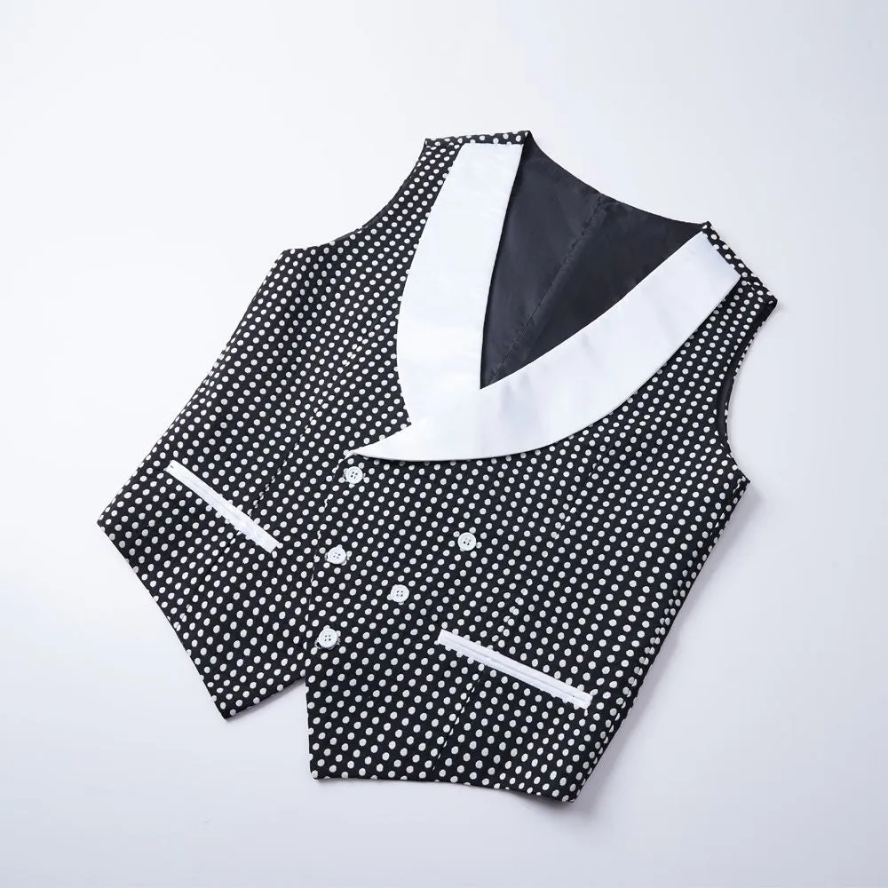Black Dot Slim Fit Shawl Lapel Wedding Tuxedo for Men
