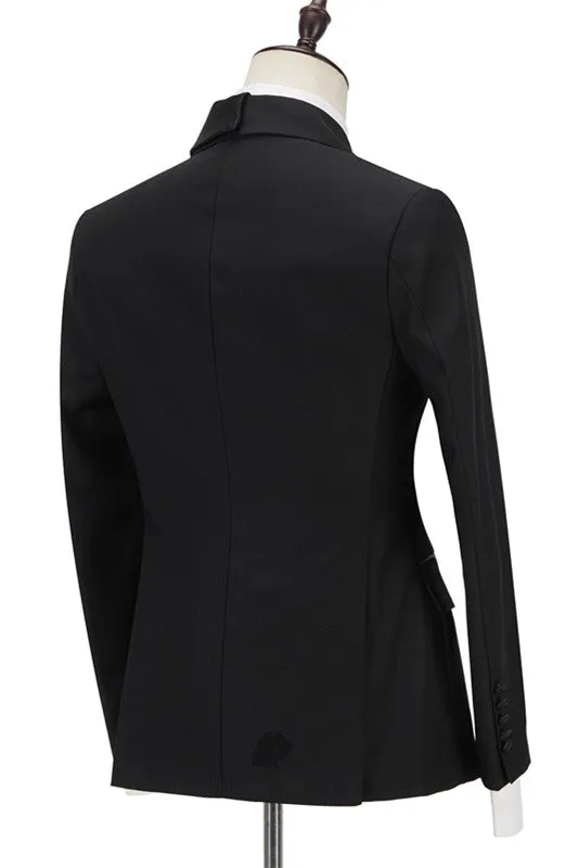 Black Peaked Lapel Designer Slim Fit Formal Men's Business Suitss