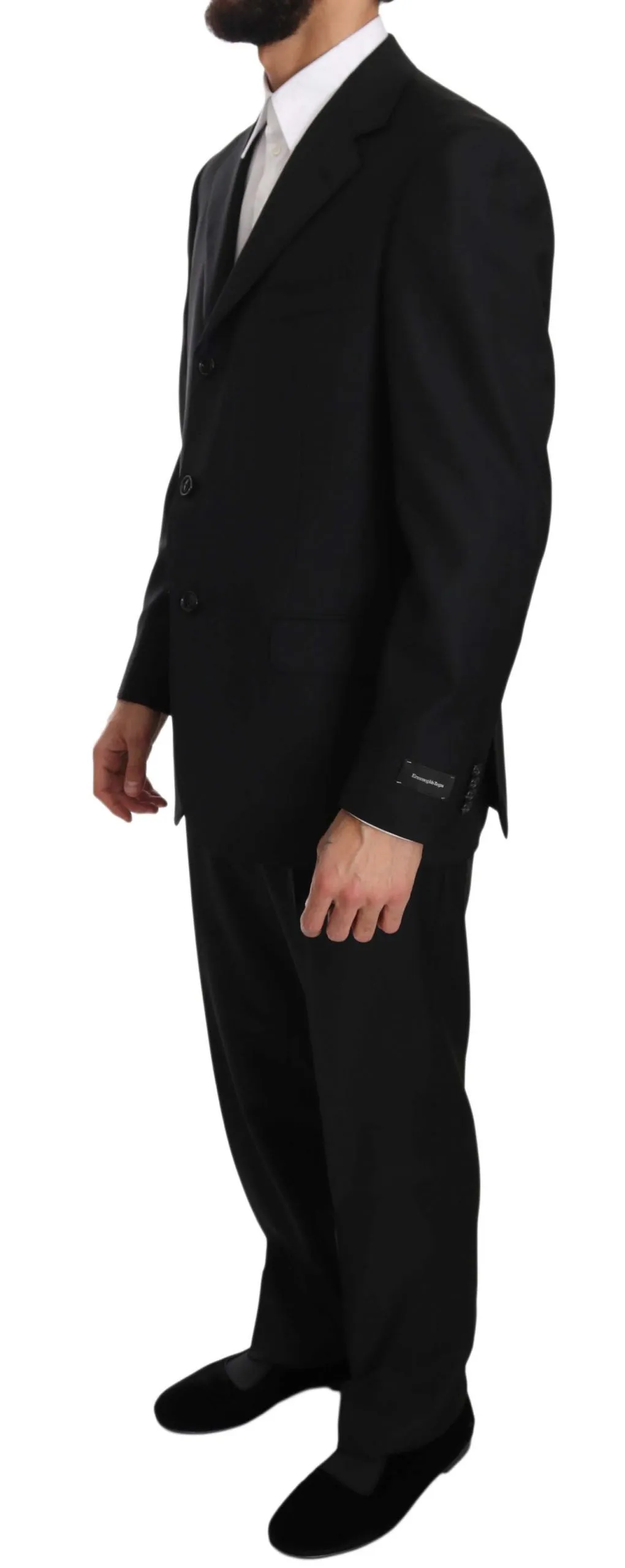Black two Piece 3 Button Wool suit