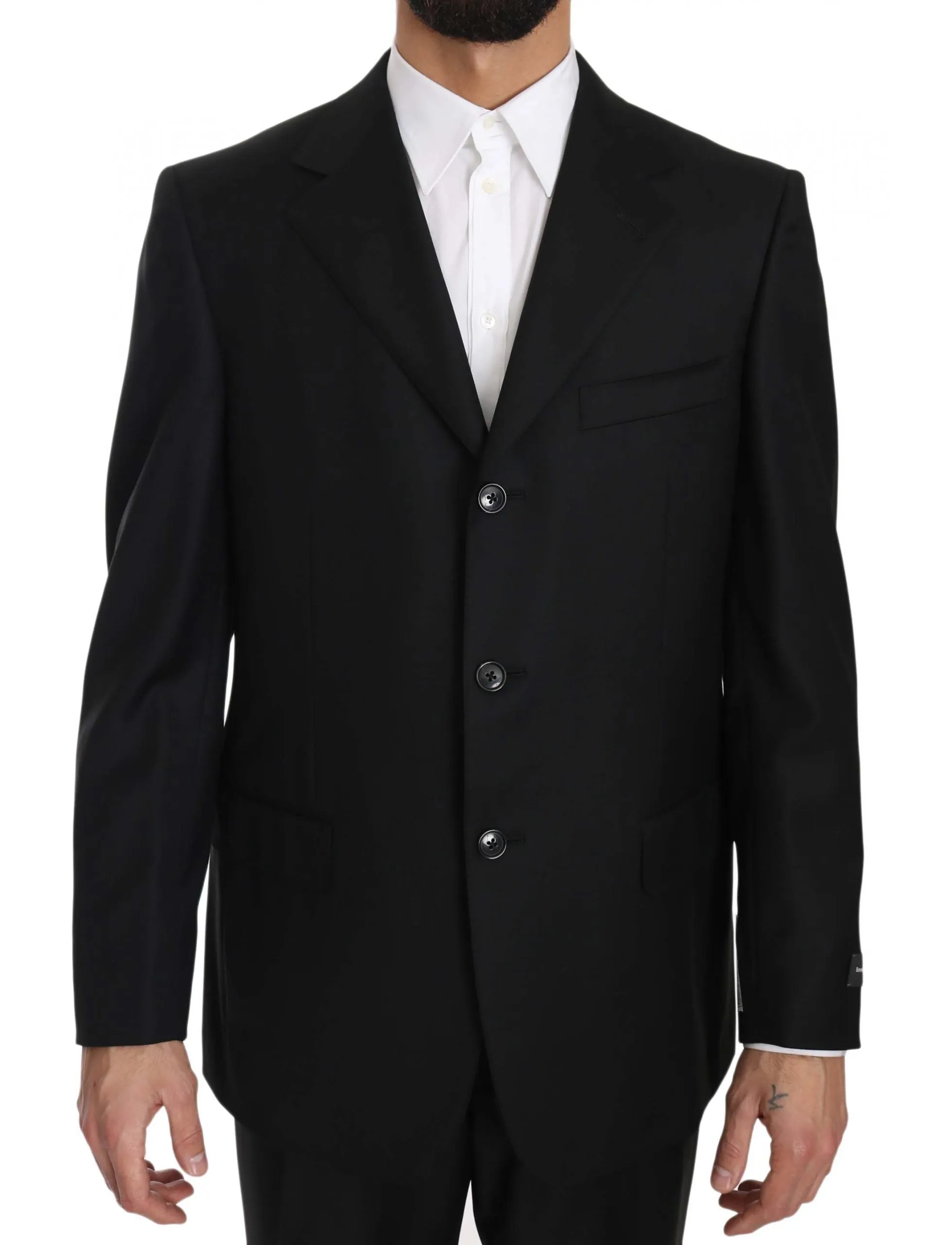 Black two Piece 3 Button Wool suit