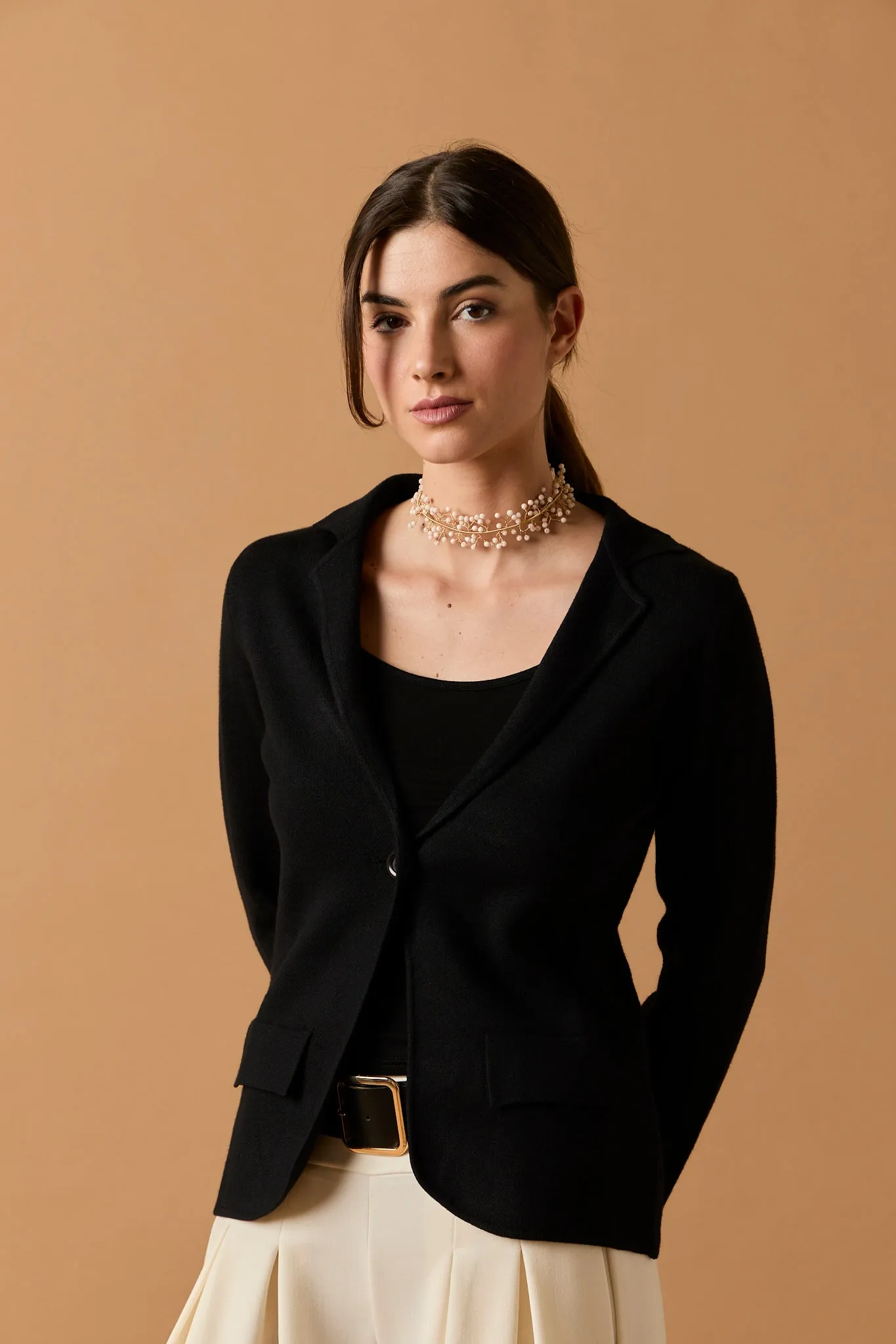 Blazer punto cierre botón negro