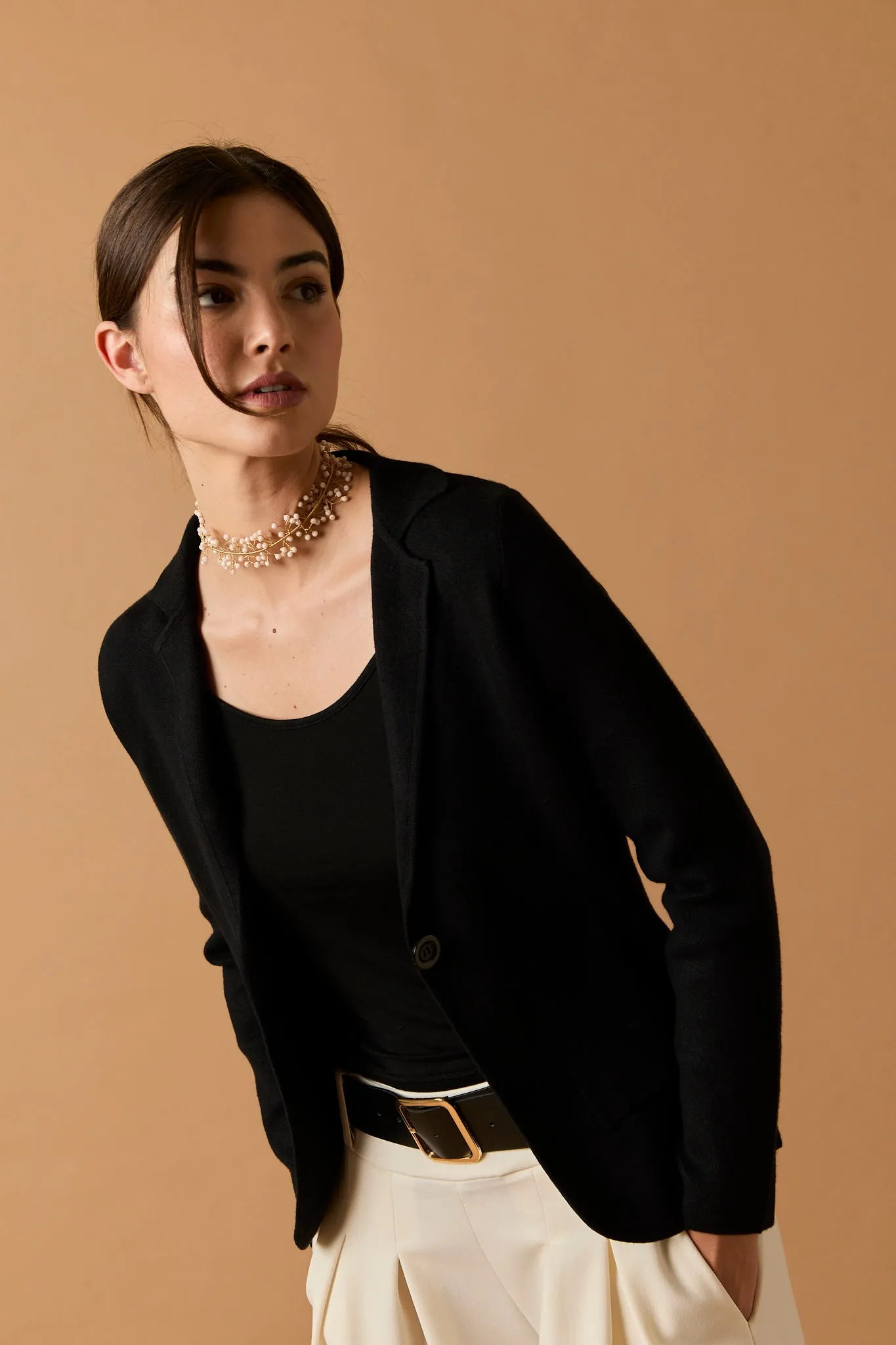 Blazer punto cierre botón negro