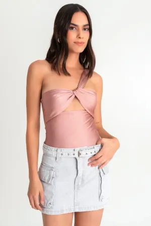 Body de tirante diagonal escote con nudo