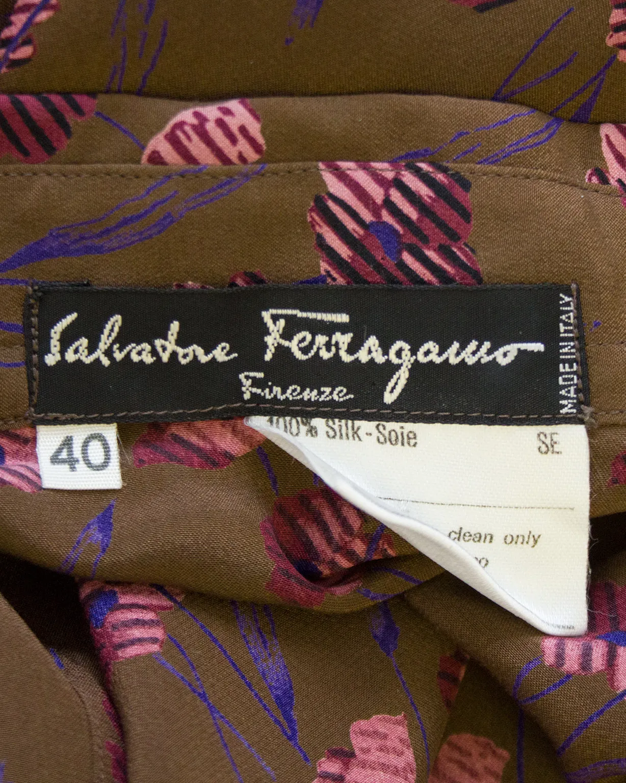Brown Floral Silk Blouse