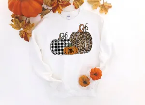Buffalo Plaid Three Cheetah Pumpkin Monogram Shirt