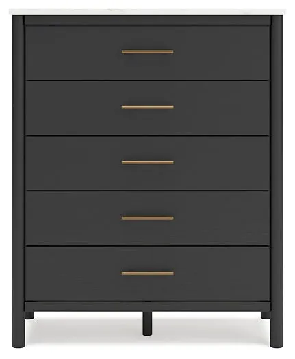 Cadmori Queen Upholstered Bed with Mirrored Dresser and Chest