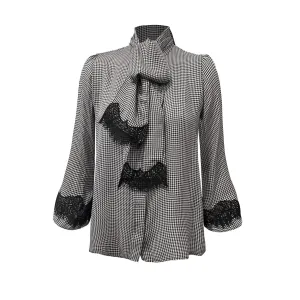 Camille Houndstooth Tie Shirt